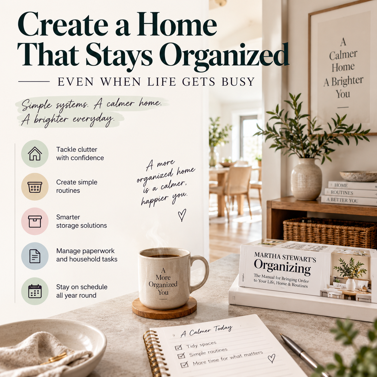CREATE A HOME THAT STAYS ORGANIZED EVEN WHEN LIFE GETS BUSY